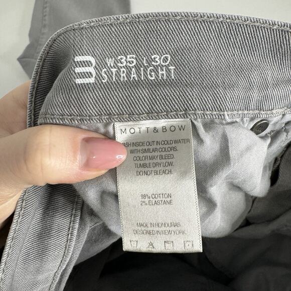 Mott & Bow Mercer Straight Leg Jeans Mens 35x30 Light Gray Stretch Twill Denim - Picture 11 of 12